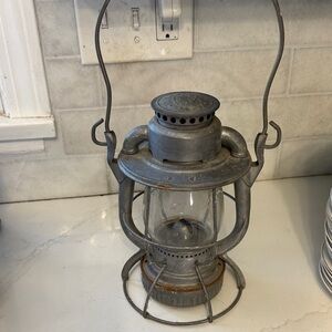 Vintage-Style Gray Metal Lantern